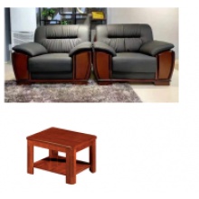 木制两座沙发及茶几